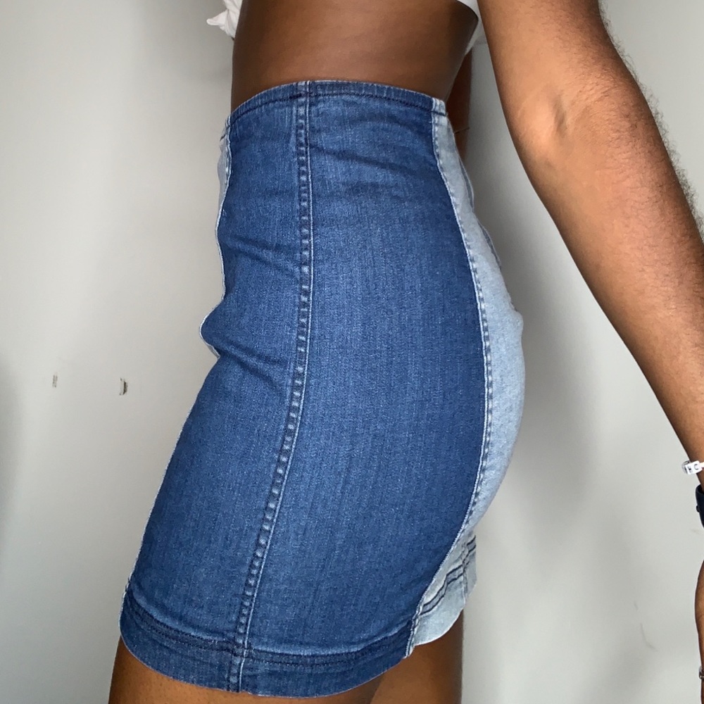 Patchwork Denim Mini Skirt